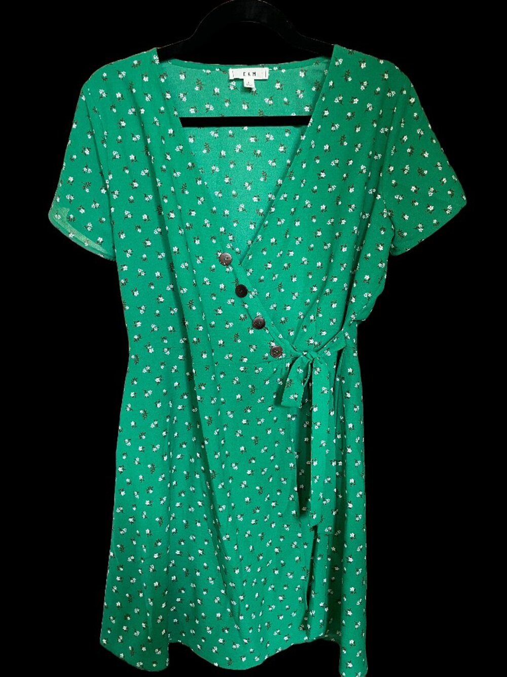 E&M Green Wrap Dress Large